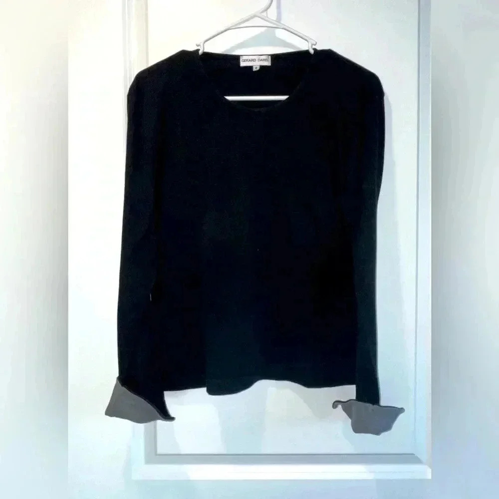 Gerard Darel black cotton top with gray cuff option - Picture 3 of 3